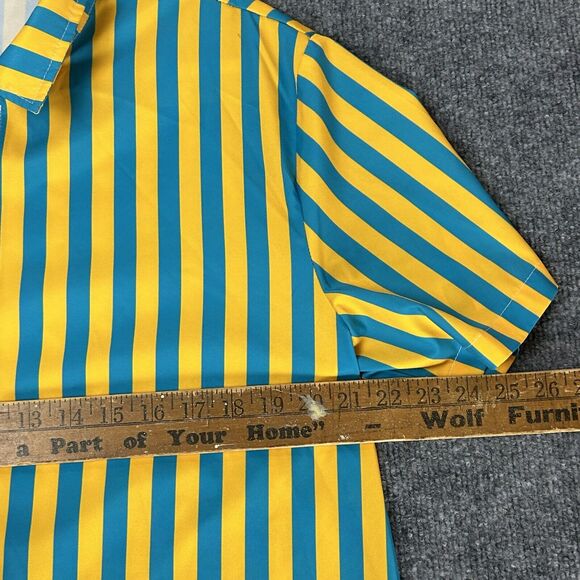 ChArmkp Men's Short Sleeve Polyester Button Up Floral Striped Shirt Size Medium - Picture 6 of 7